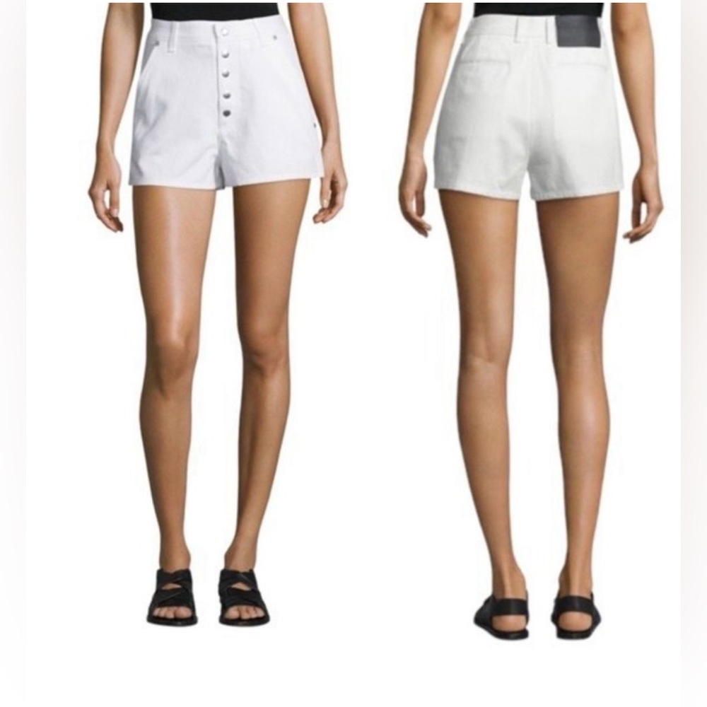 Rag & Bone Branson Snap-Front Twill Shorts White … - image 1
